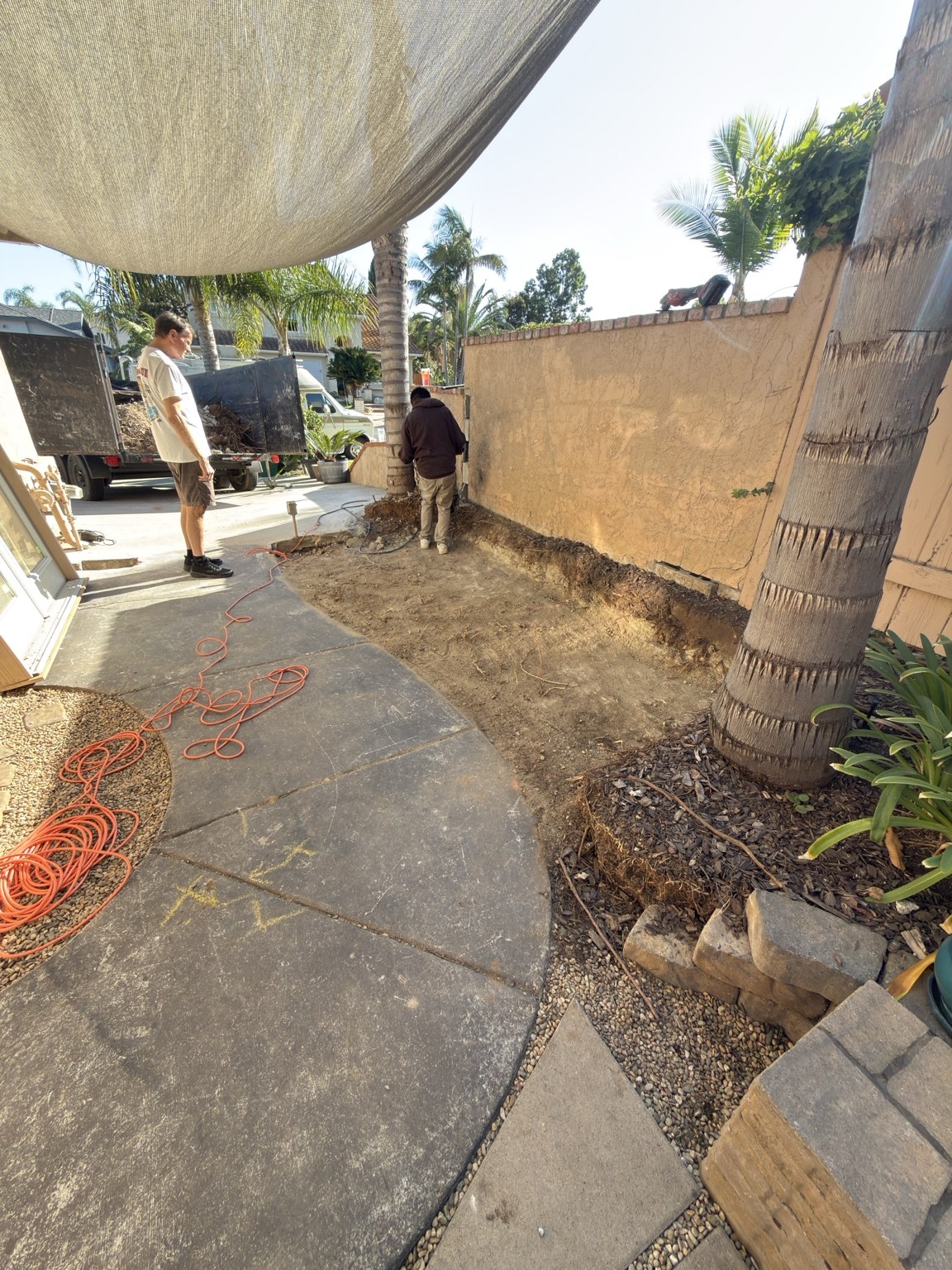 Cleared area after gate wall and dirt removal