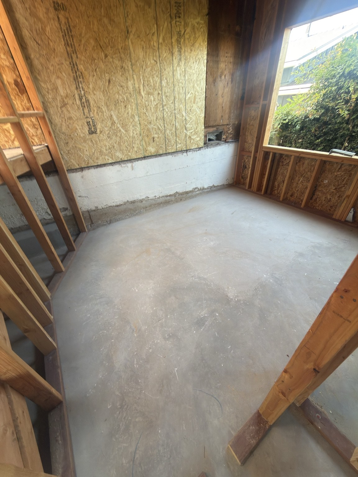 Interior room cleared after demolition cleanup